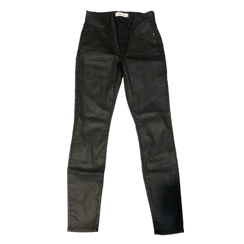 Madewell Black 9" High Rise Skinny Jeans Coated Edition Size 25